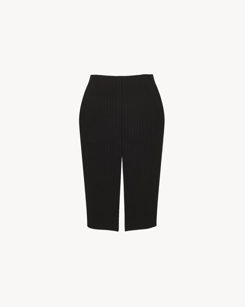 split pencil skirt in chalk-stripe wool mélange