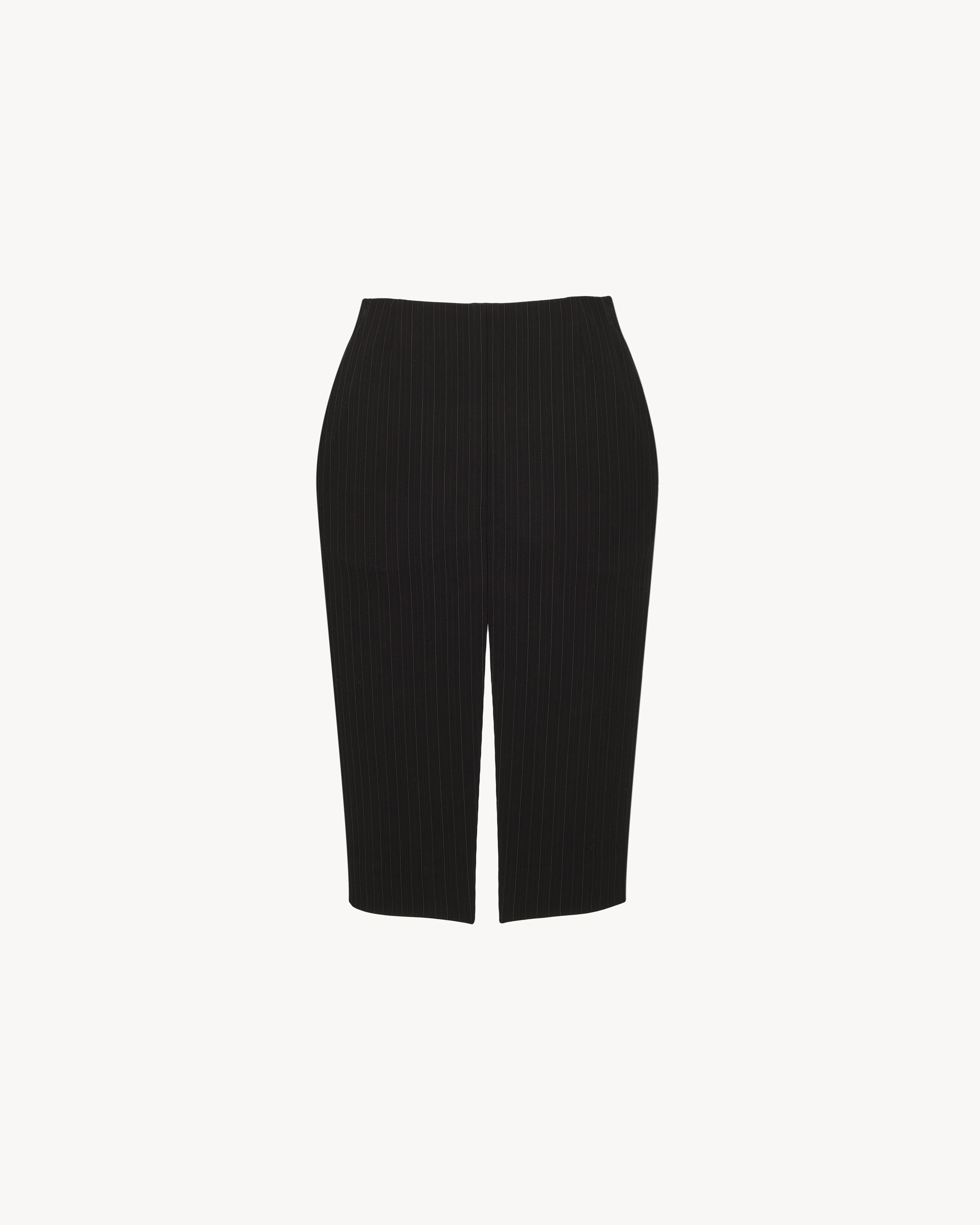 Saint Laurent split pencil skirt in chalk-stripe wool mélange
