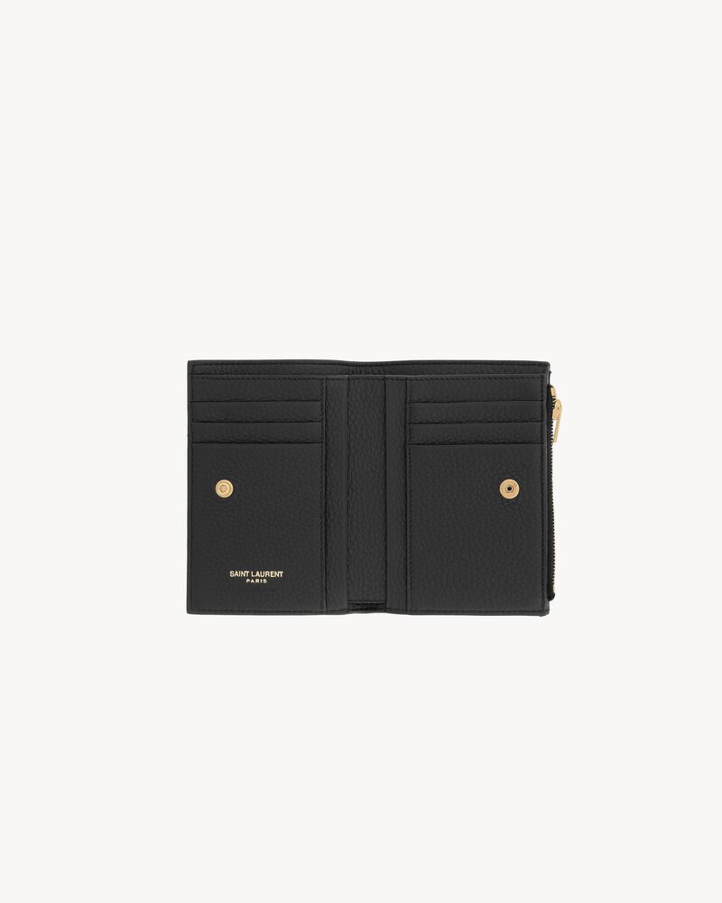 TINY CASSANDRE bi-fold wallet in grained leather