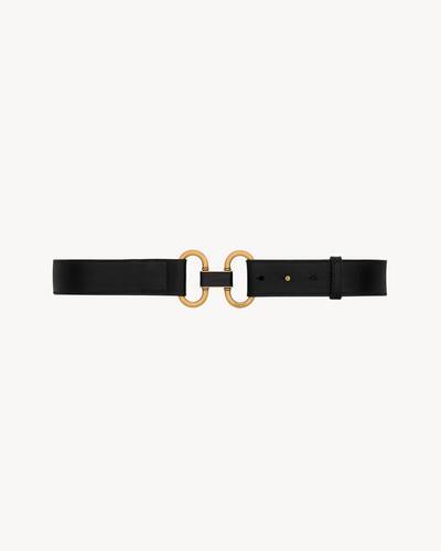 double ring belt in leather in Black | Saint Laurent | YSL EN-US