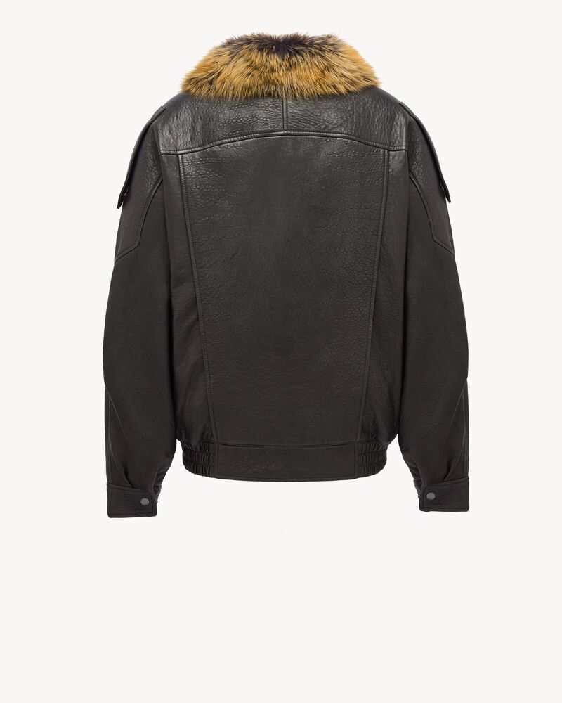 Bomberjacke aus Bubble-Lammleder und Shearling