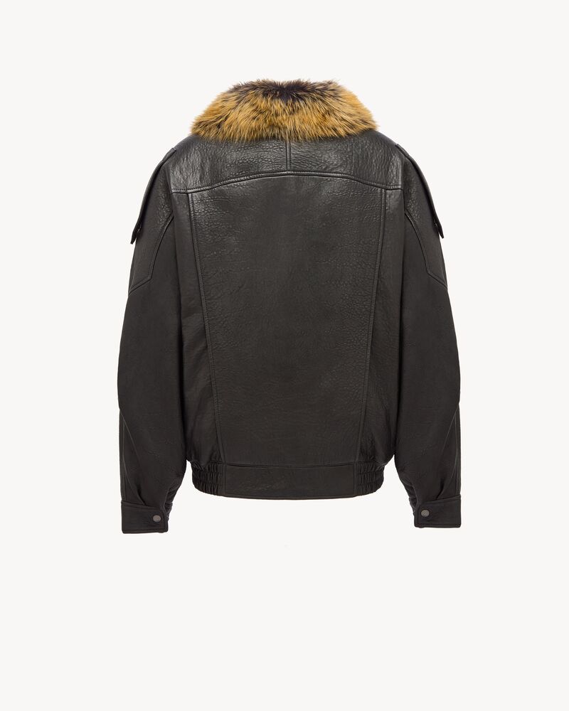 bomber jacket in bubbled lambskin and shearling
