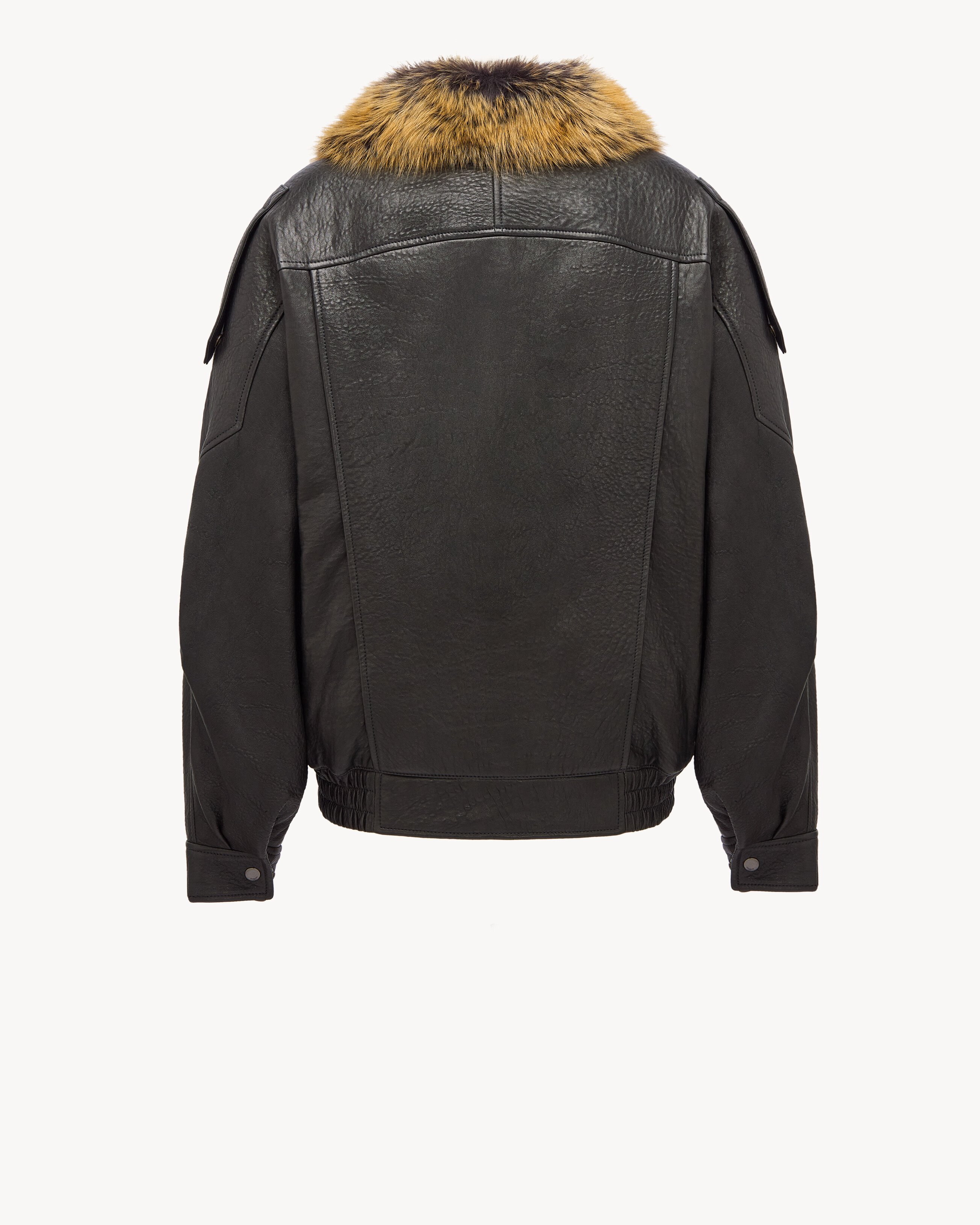 Bomberjacke aus Bubble-Lammleder und Shearling