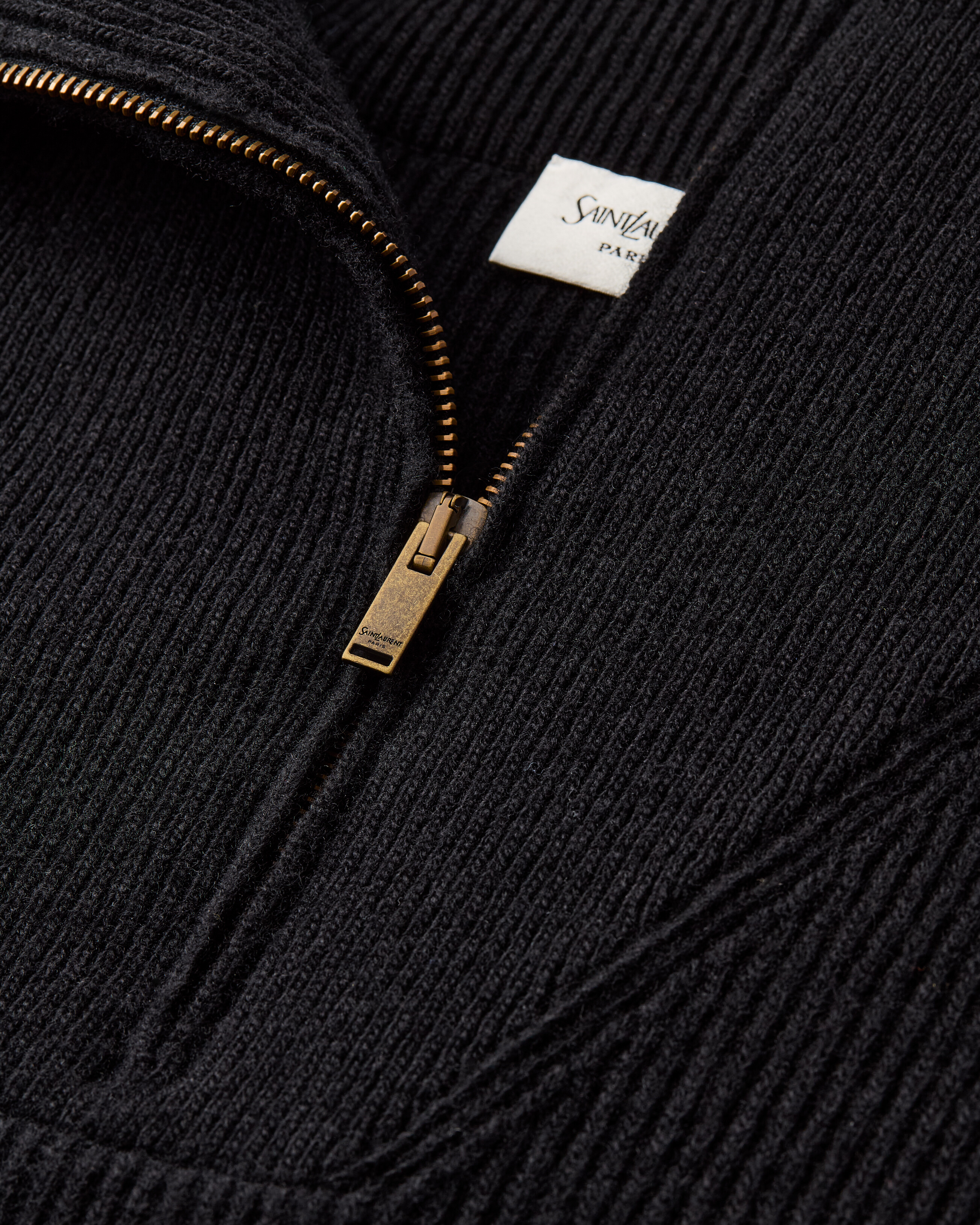 half-zip sweater in rib-knit wool