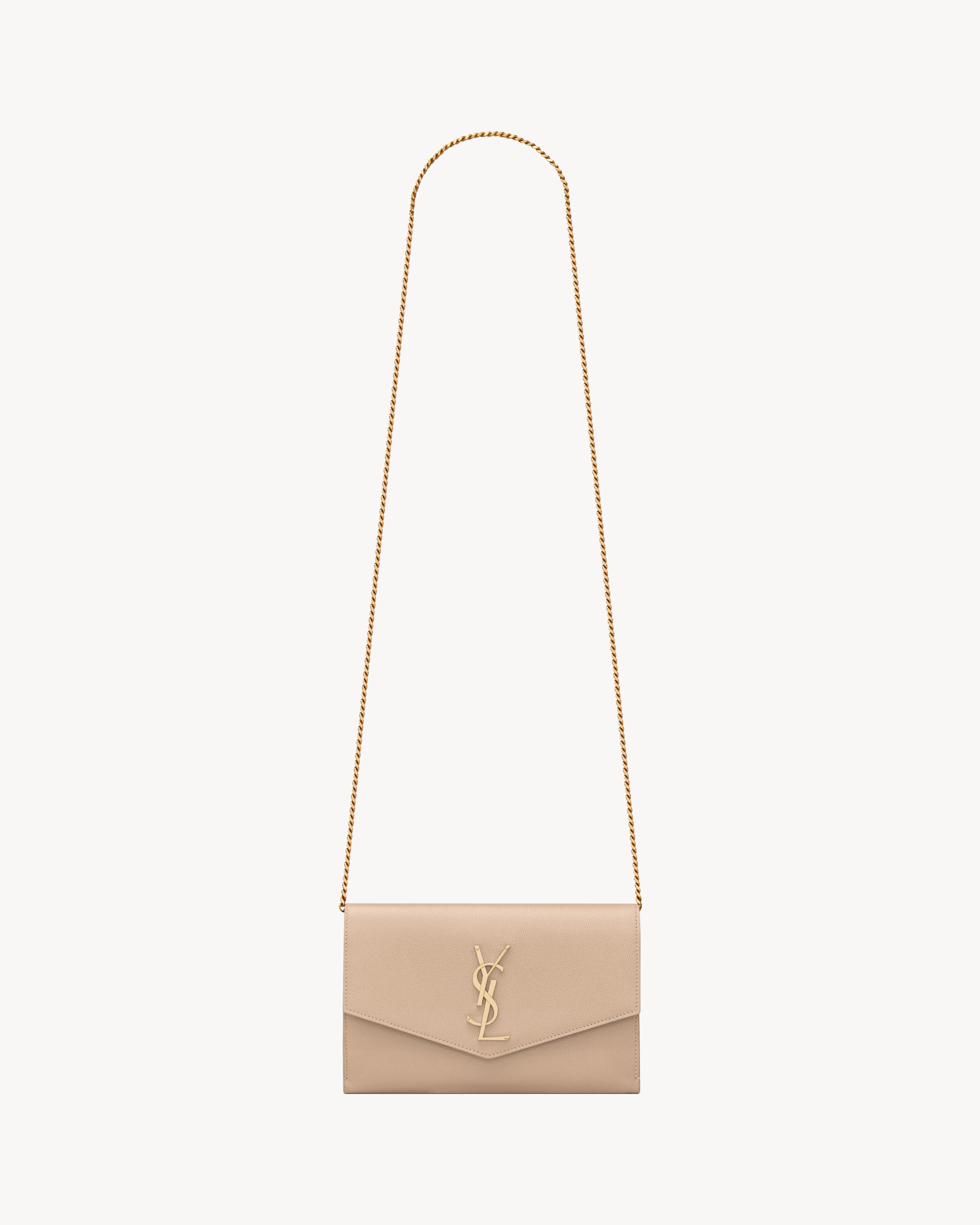 UPTOWN CHAIN WALLET IN GRAIN DE POUDRE EMBOSSED LEATHER