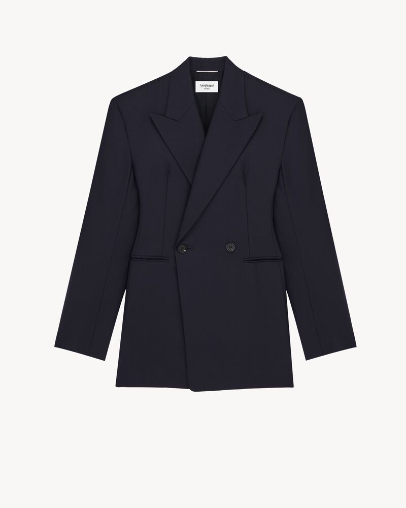 double-breasted jacket in felted wool gabardine