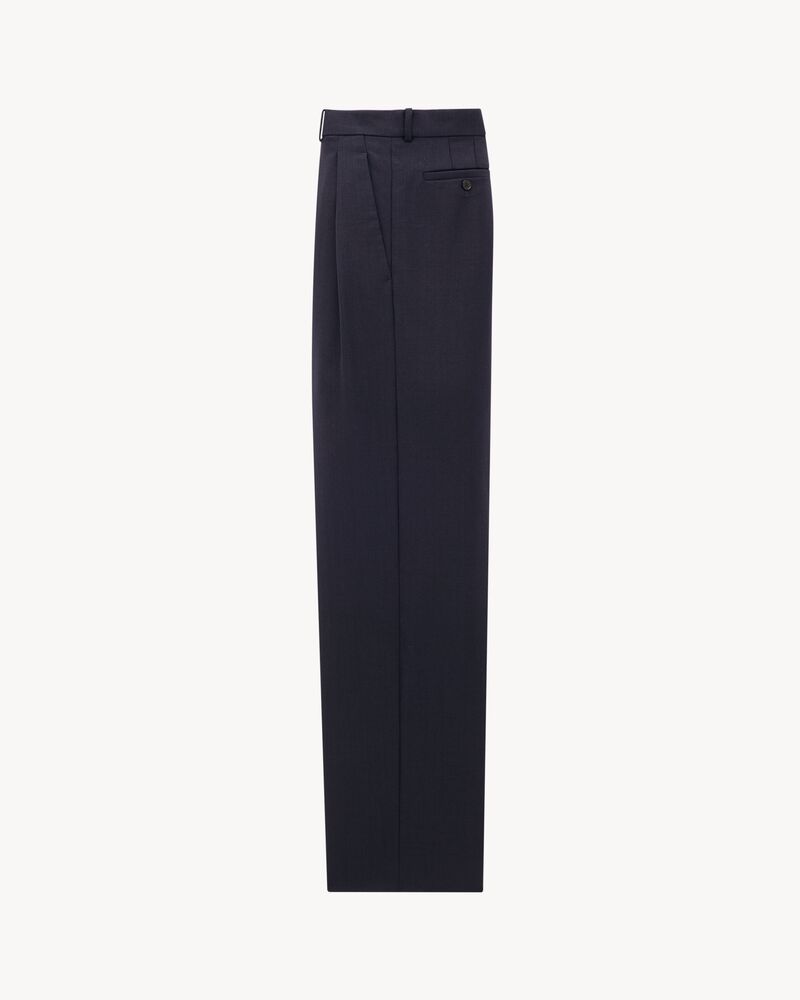 Pantalon taille basse en laine chinée