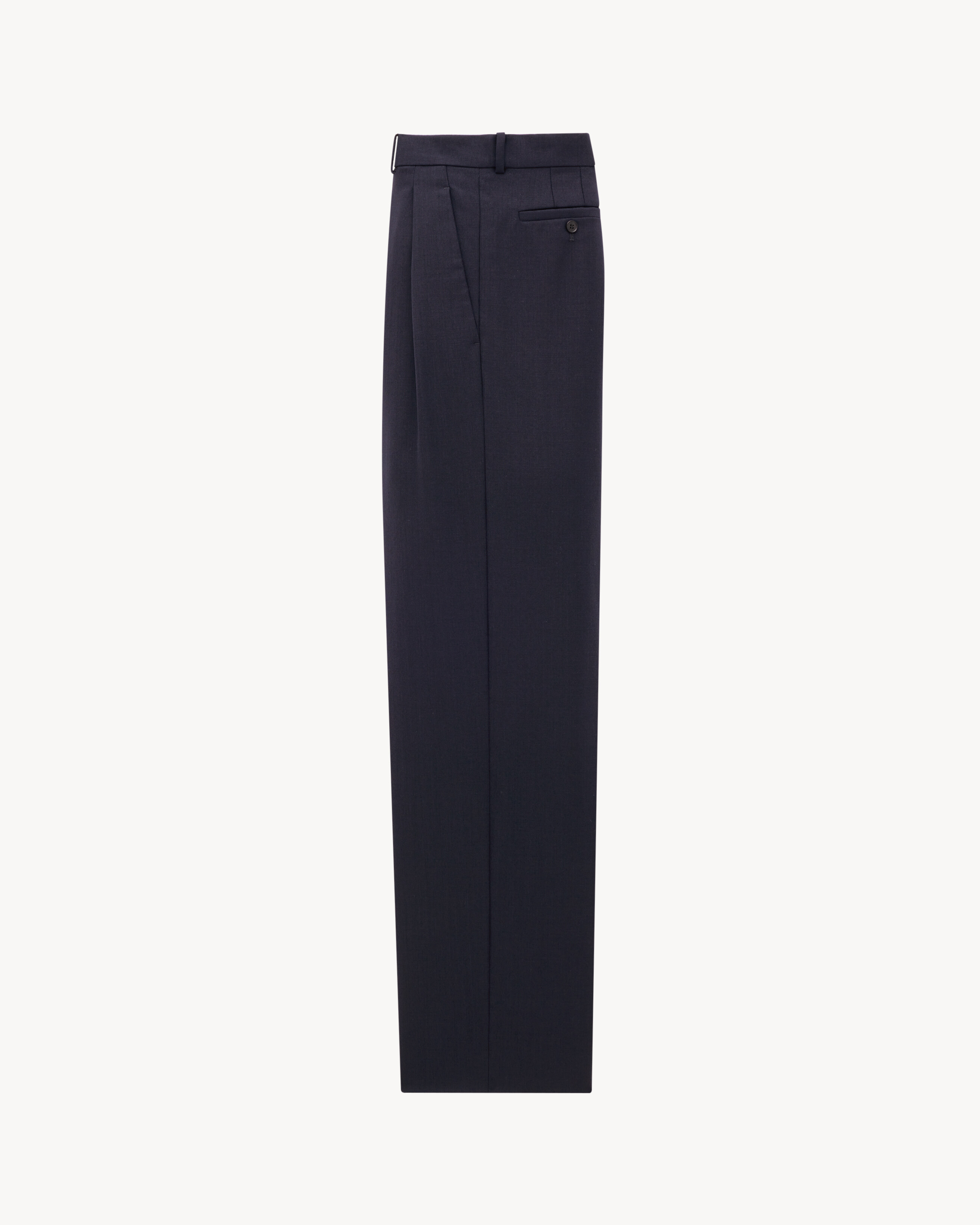 Pantalon taille basse en laine chinée