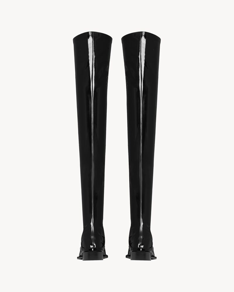 ROMEO over-the-knee boots in patent leather and vinyl in Black