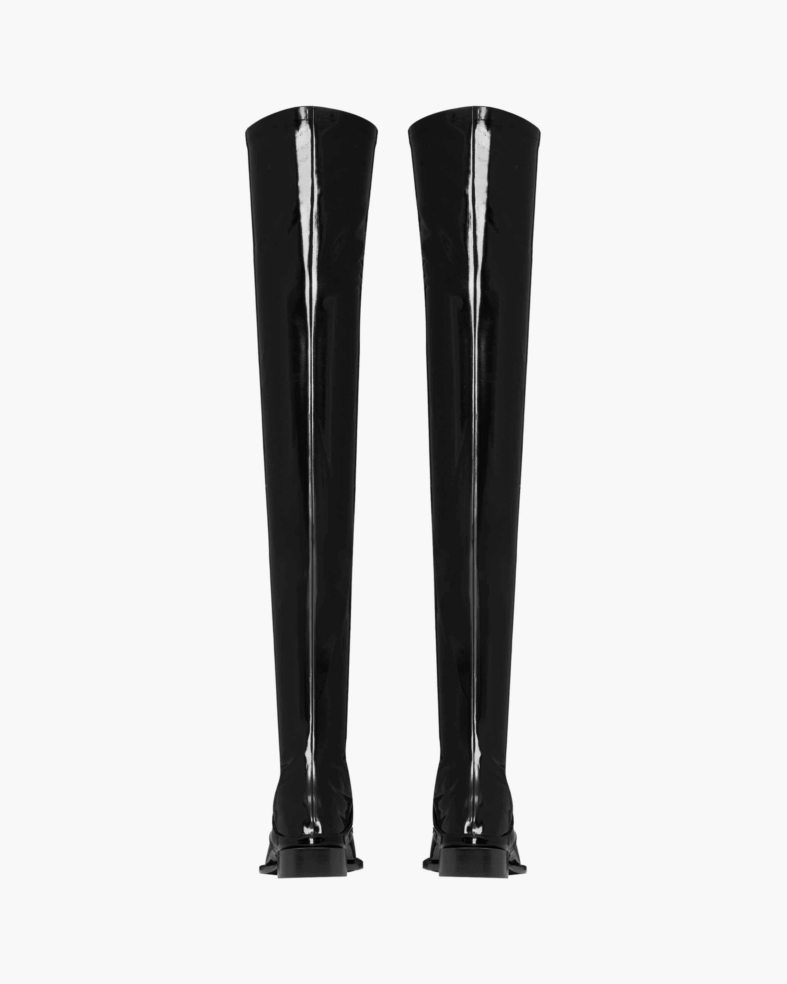 Botas por encima de la rodilla Romeo de charol y vinilo