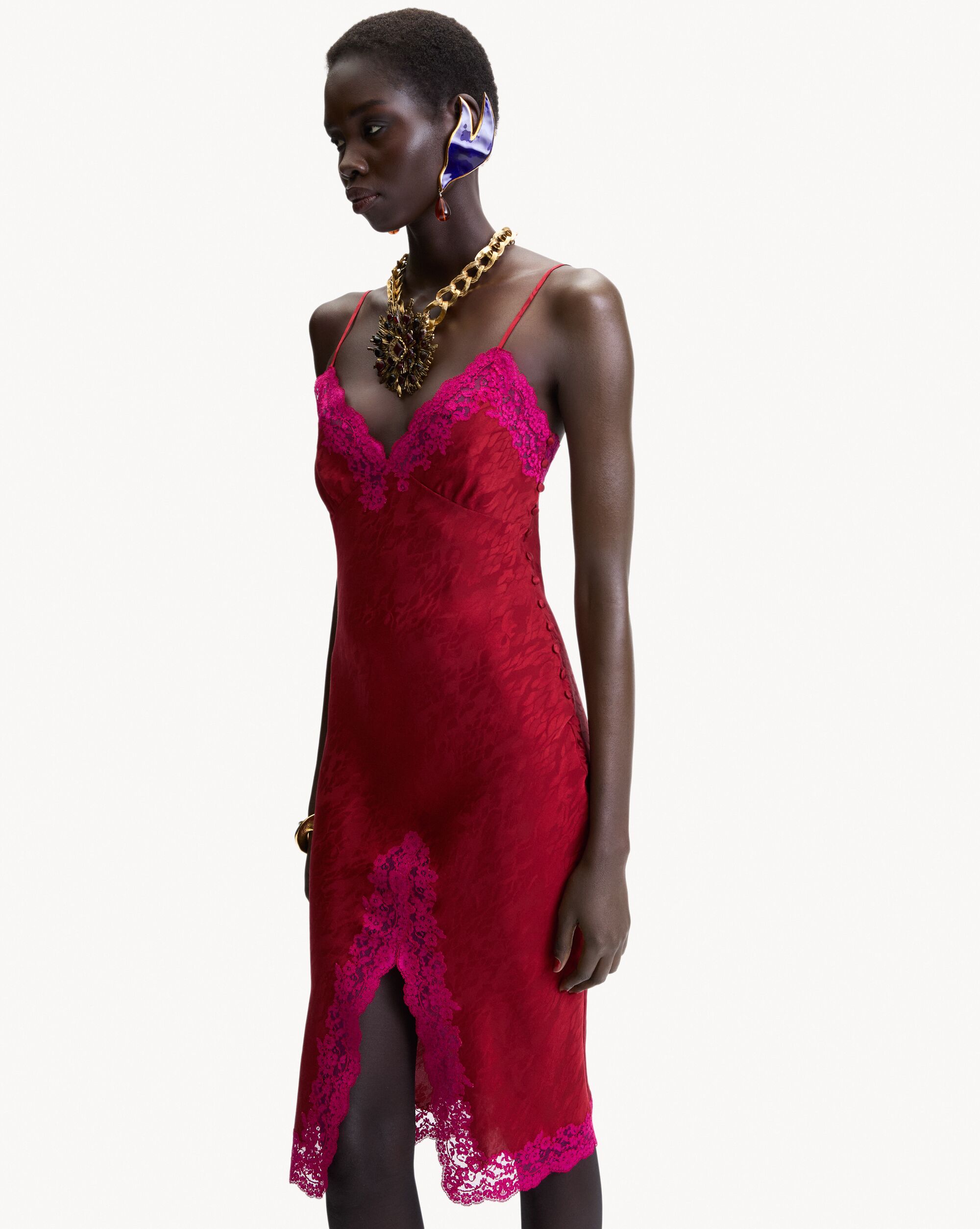 Midi-Spitzenkleid aus Seidenjacquard