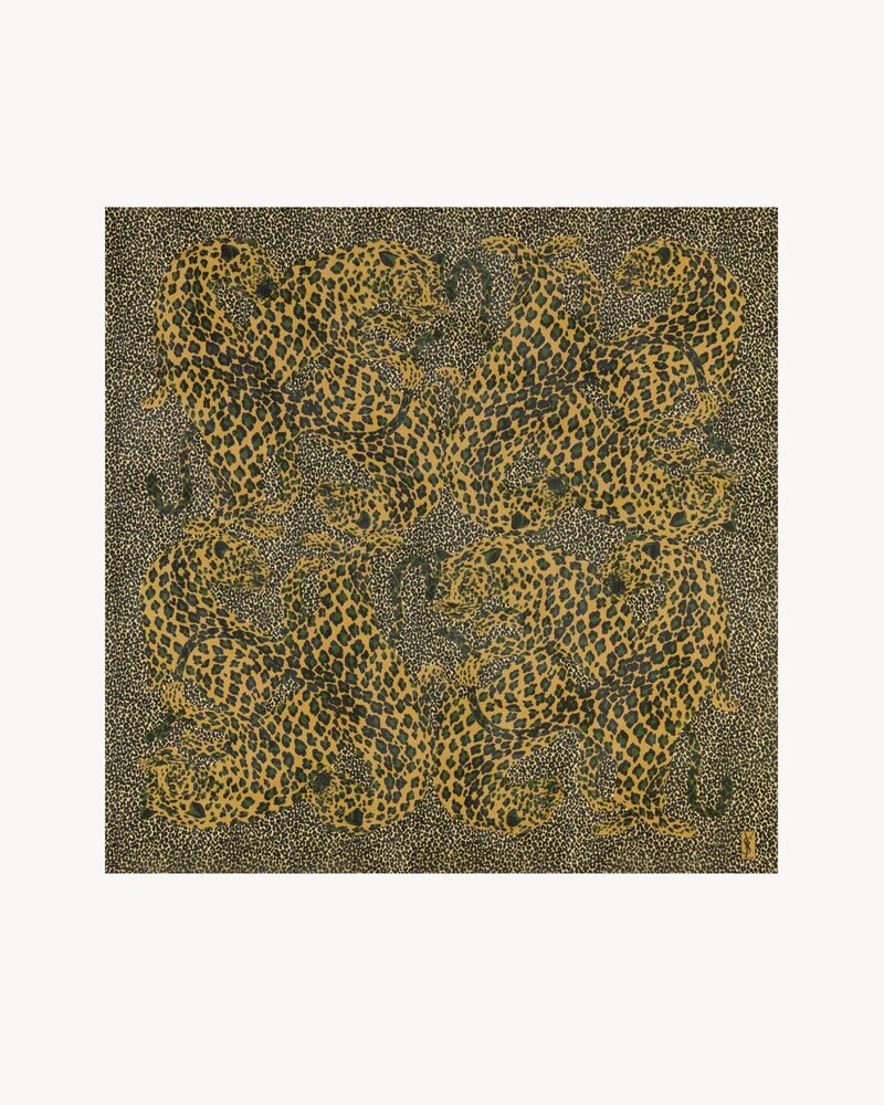 large square scarf in leopard silk muslin