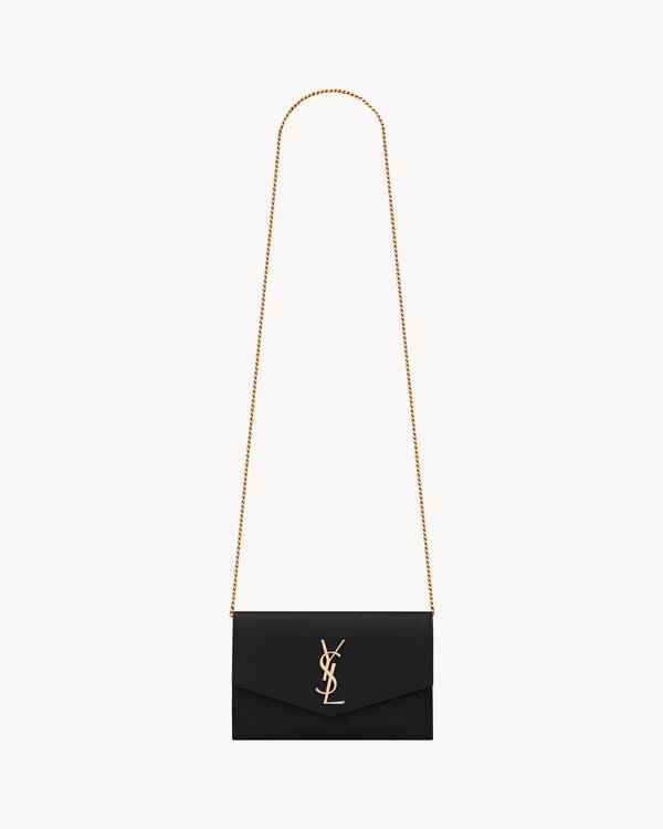 UPTOWN CHAIN WALLET IN GRAIN DE POUDRE EMBOSSED LEATHER