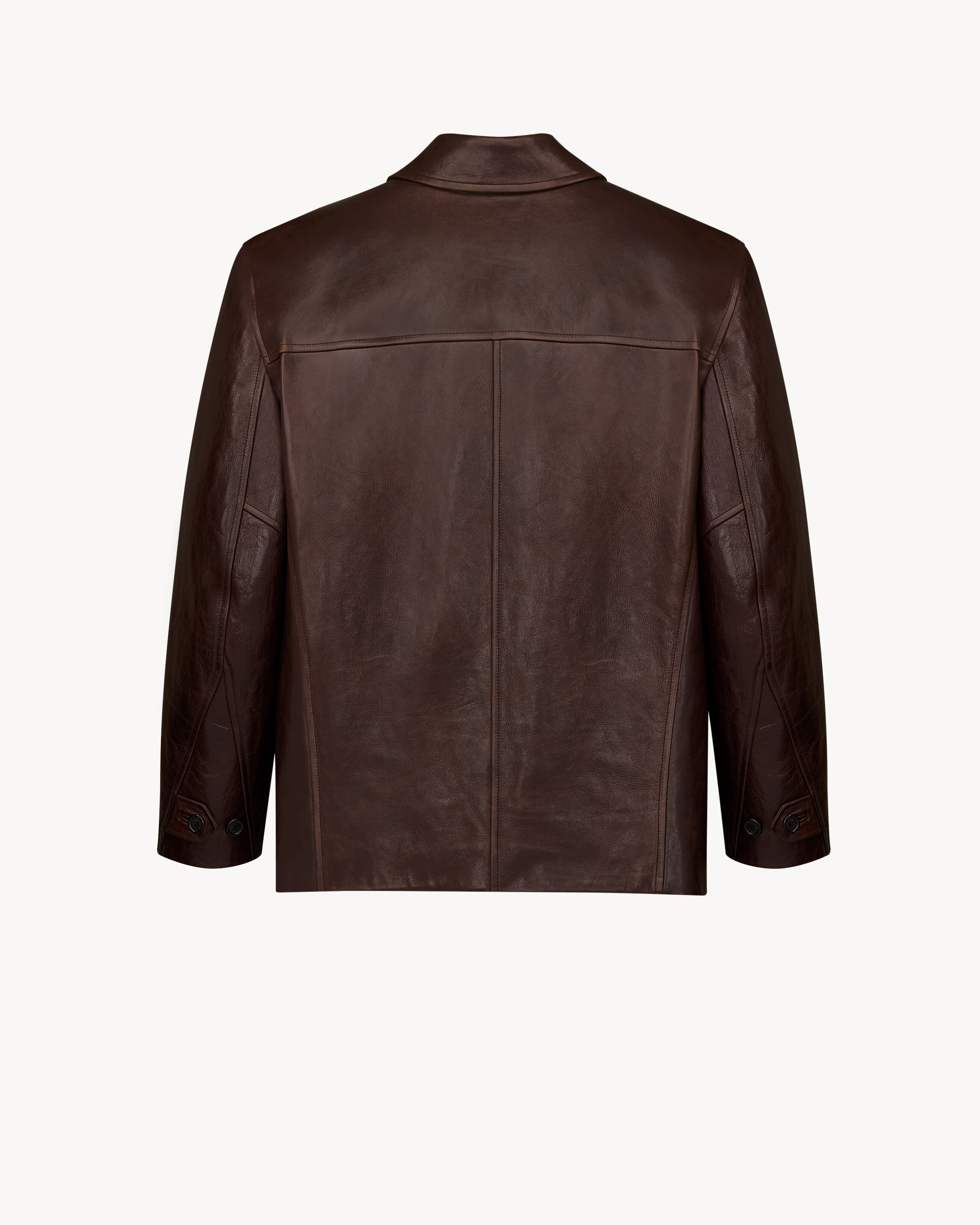 short coat in creased leather