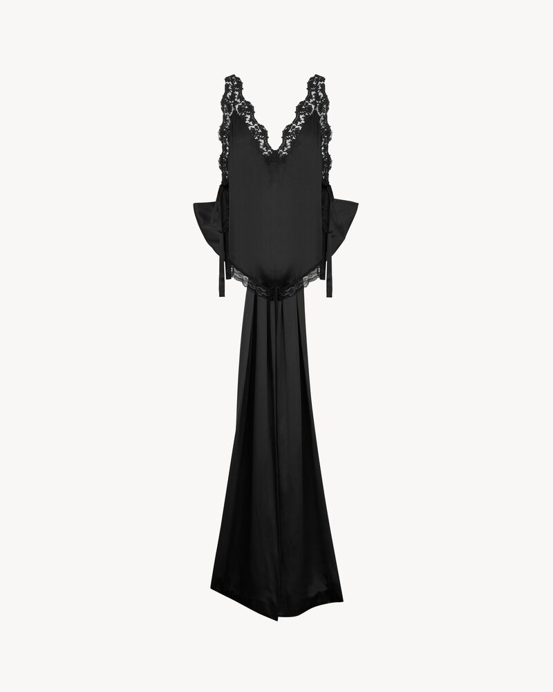 laced romper in silk crepe muslin