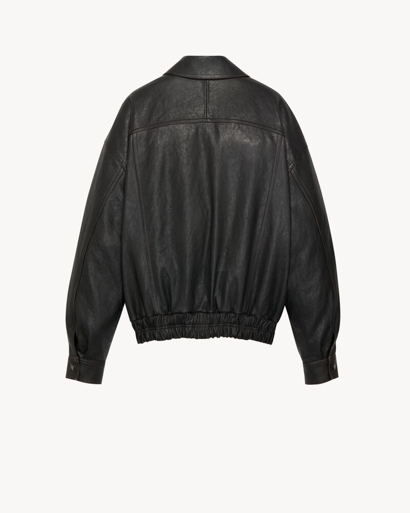bomber jacket in grained lambskin