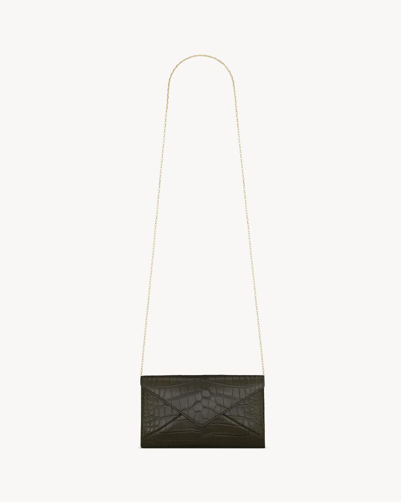 LETTER chain wallet in shiny alligator