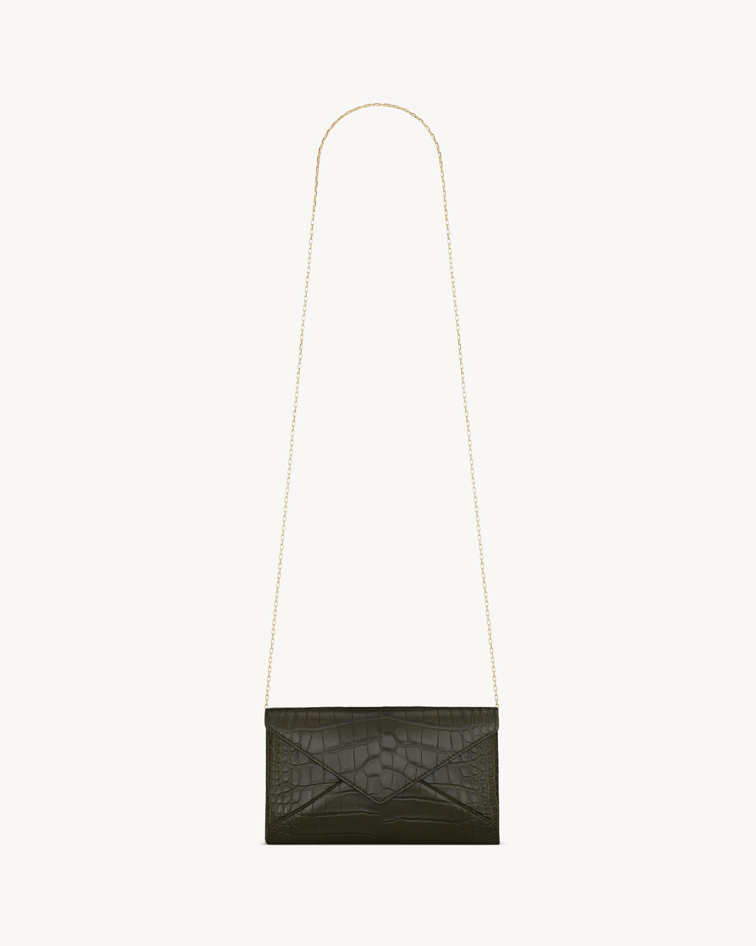LETTER chain wallet in shiny alligator