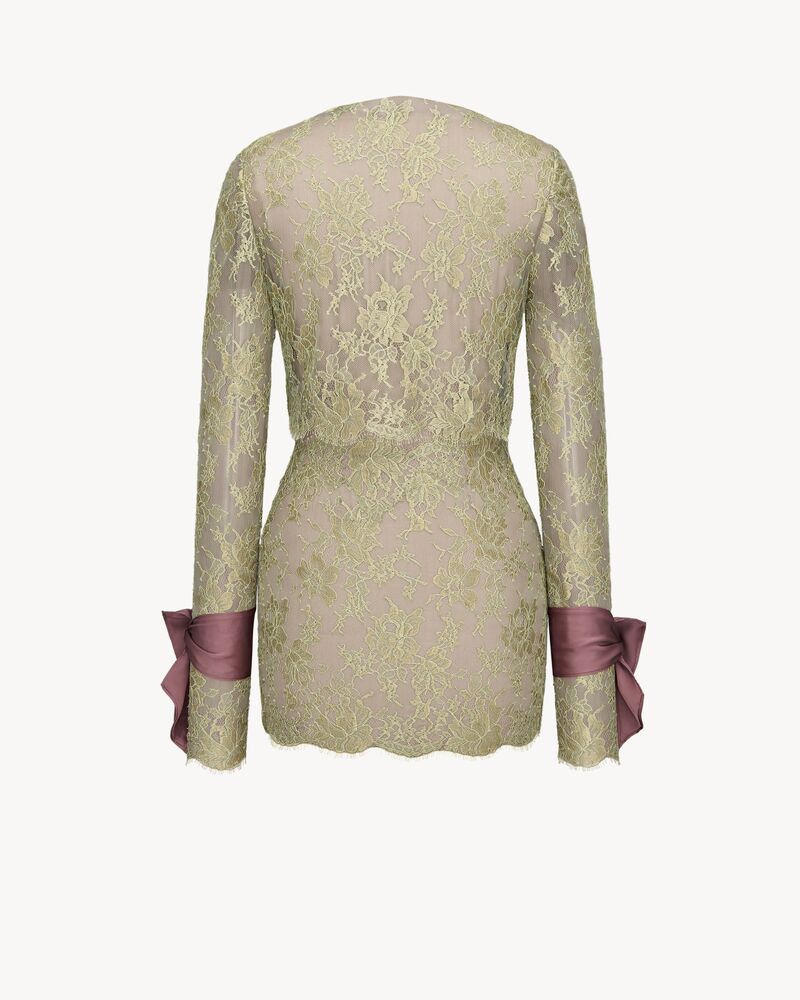 lavallière-cuff mini dress in lace