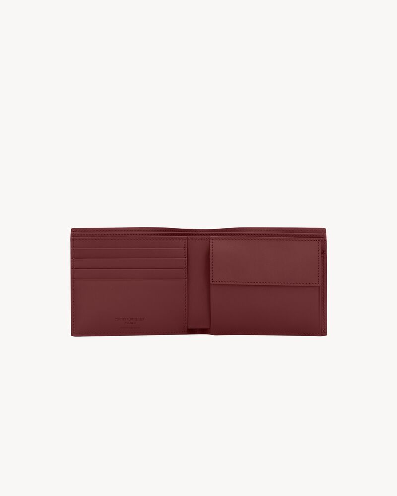 SAINT LAURENT PARIS双色光滑牛皮革配零钱袋横款钱包