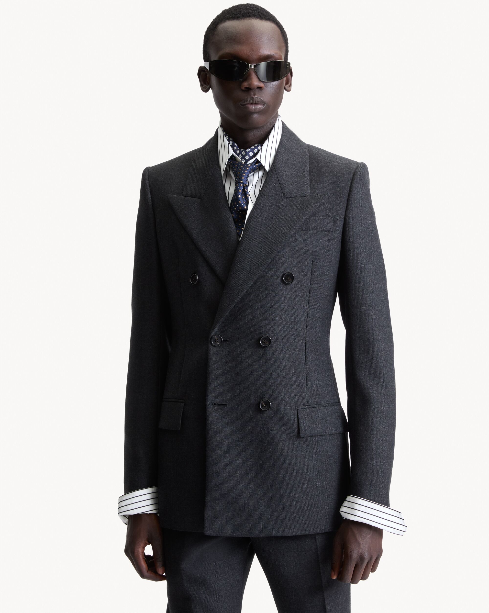 double-breasted jacket in felted wool gabardine