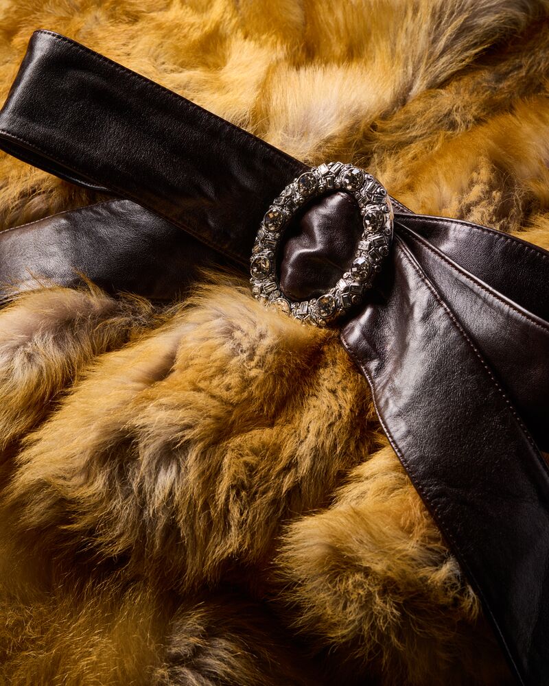 shearling patchwork short coat
