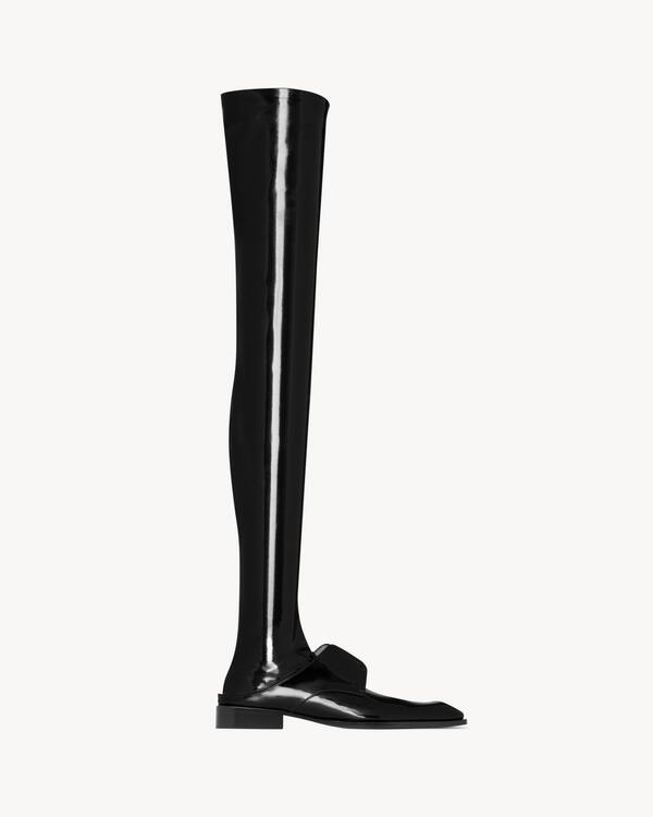 ROMEO over-the-knee boots in patent leather and vinyl in Black