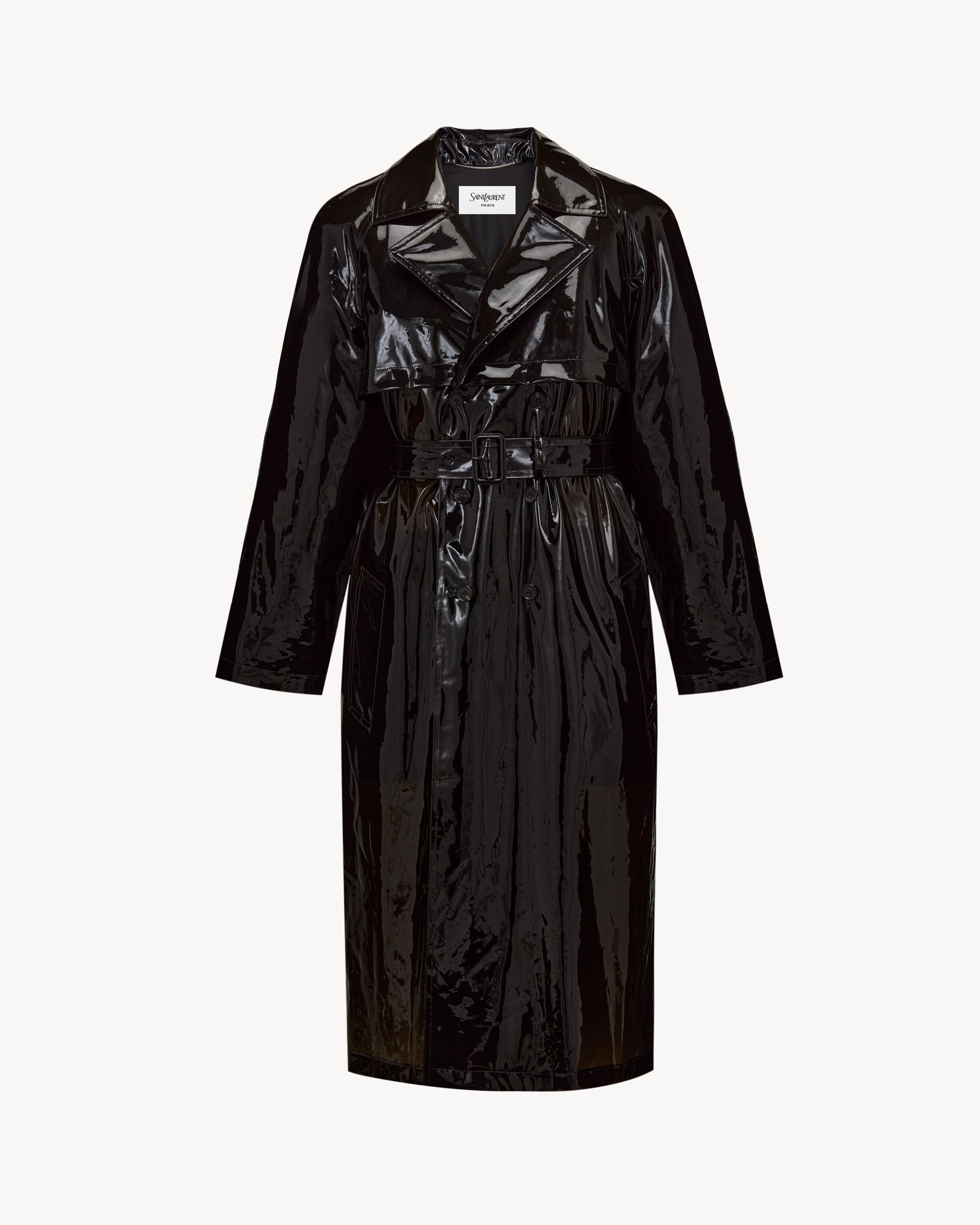 trench coat in patent PU in Brown | Saint Laurent | YSL FR | ID