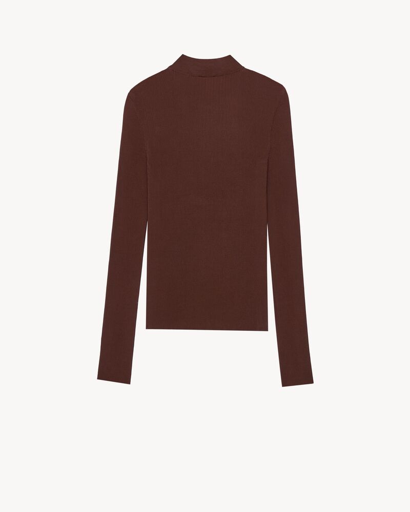 CASSANDRE stand-collar top in ribbed silk