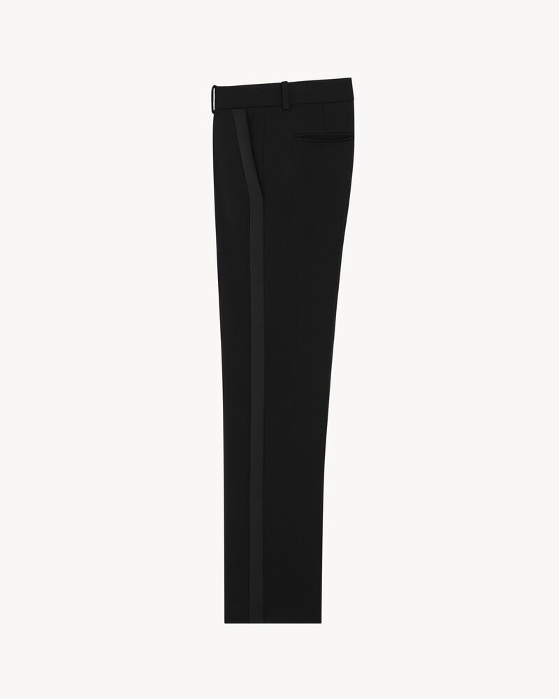 mid-rise tuxedo pants in grain de poudre