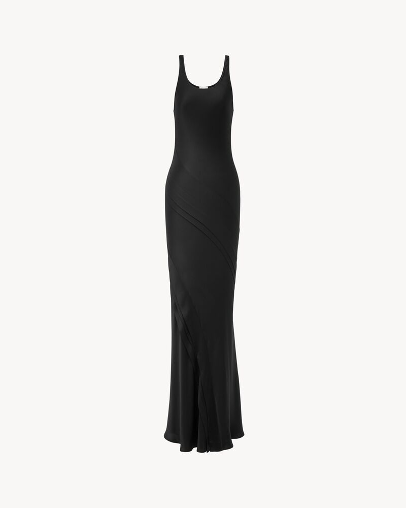 long tank dress in silk satin
