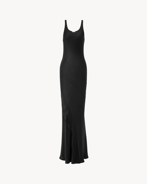 long tank dress in silk satin