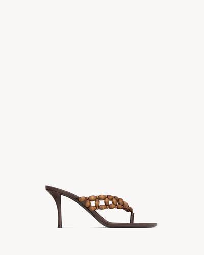 ZINA sandals in wooden beads in Brown | Saint Laurent | YSL EN-US