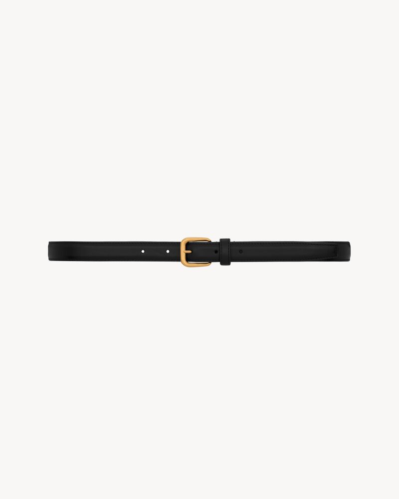 rectangular buckle thin belt in smooth leather