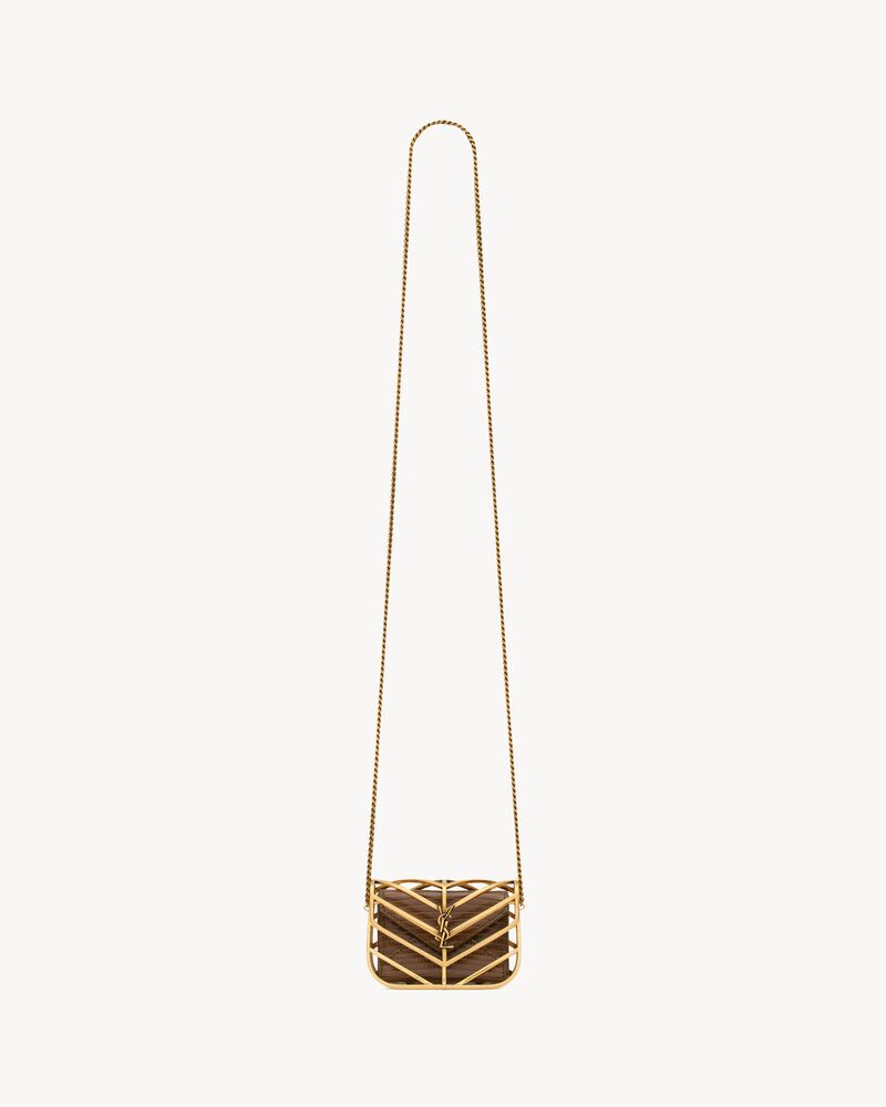 LOULOU micro minaudière in metal and lizard