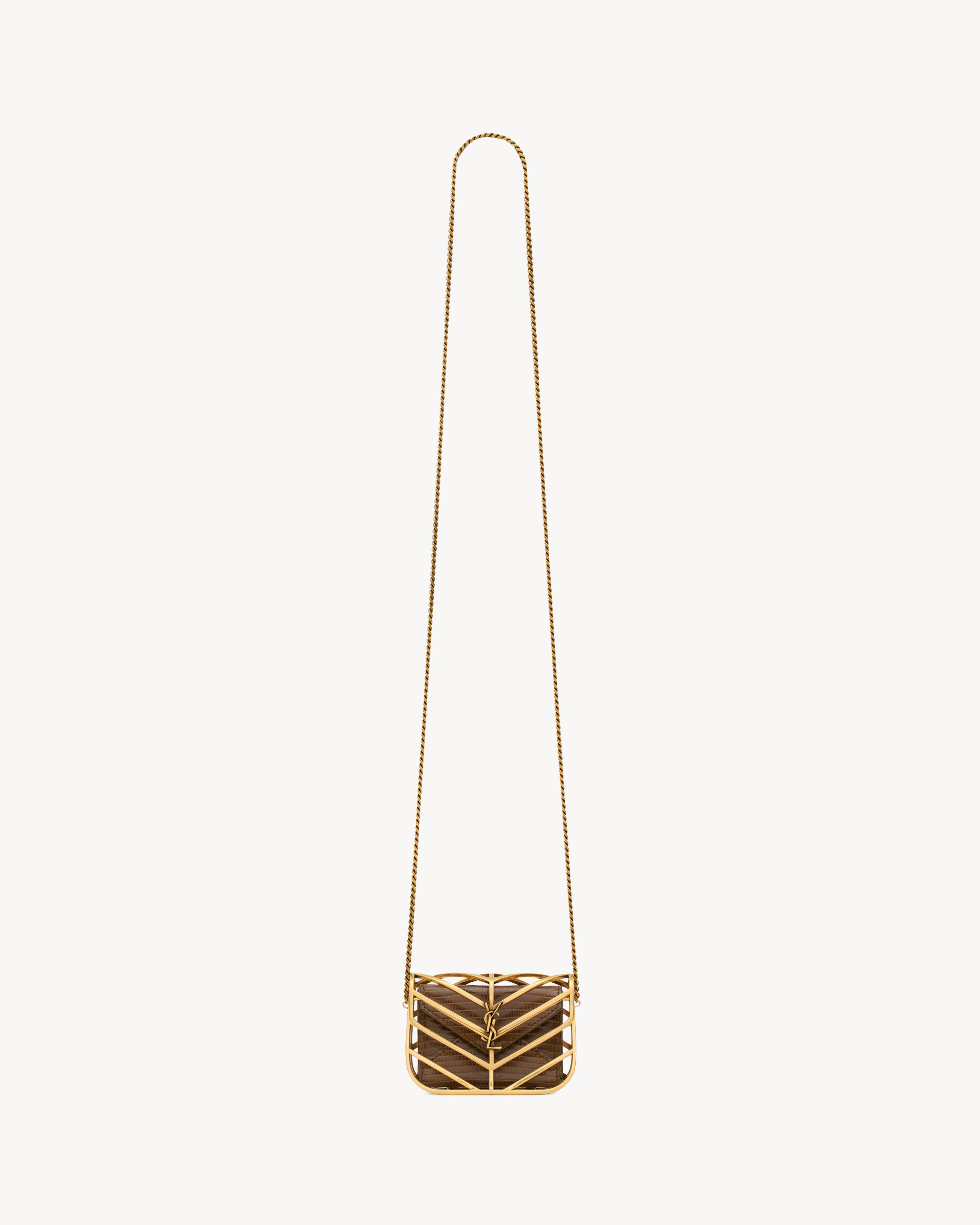 LOULOU micro minaudière in metal and lizard