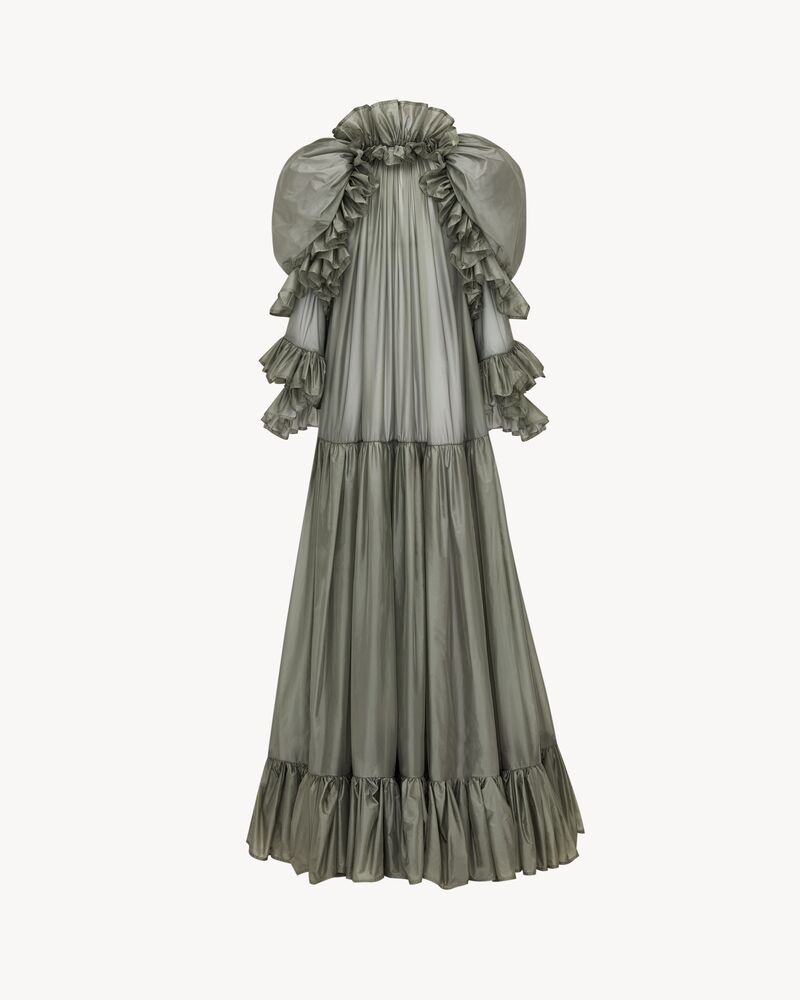 ruffled gown in nylon