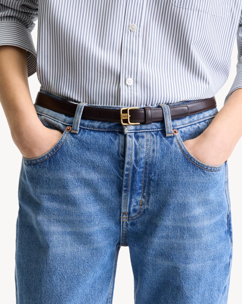 CASSANDRE double-buckle thin belt in smooth leather