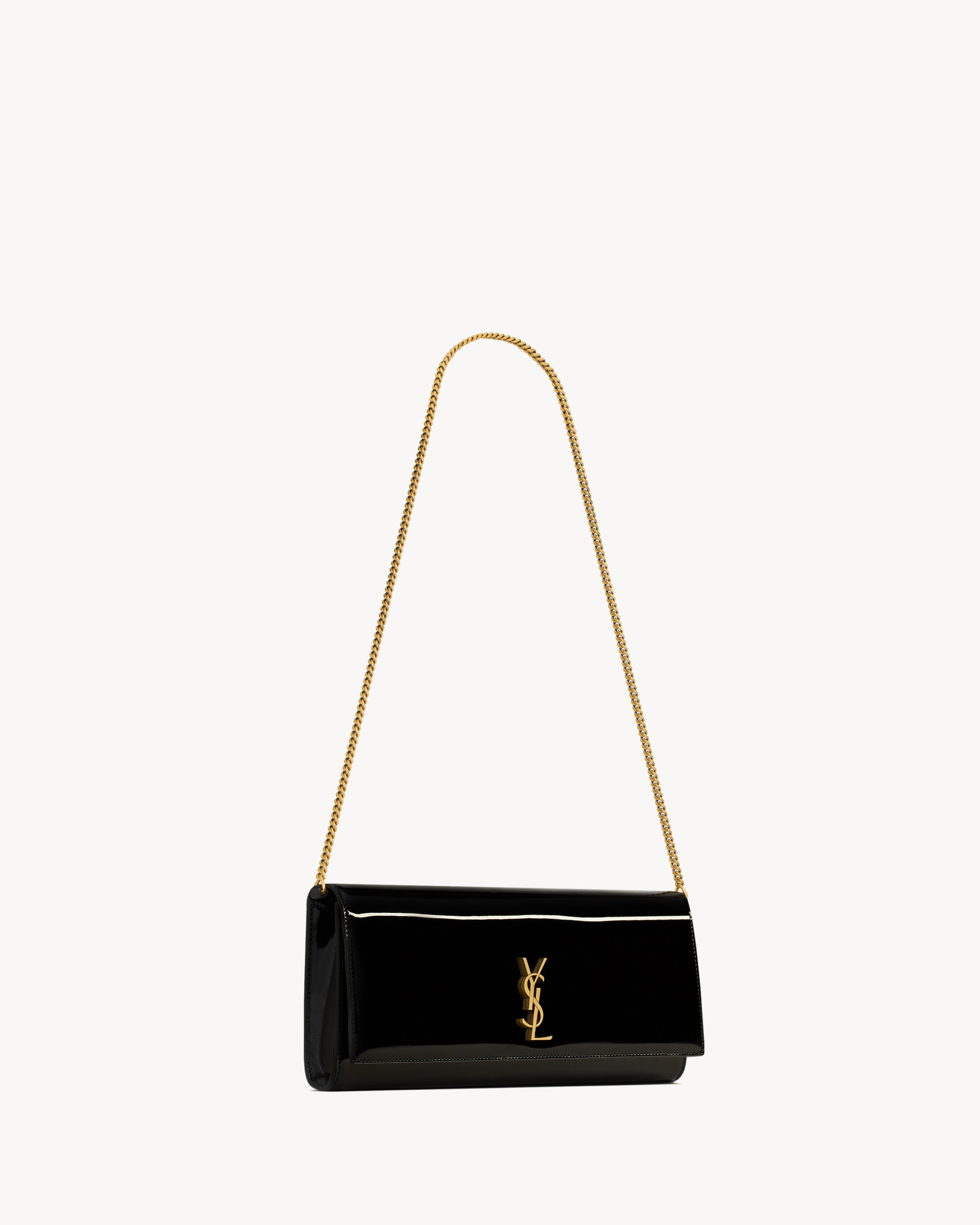 bolsa clutch KATE em couro envernizado