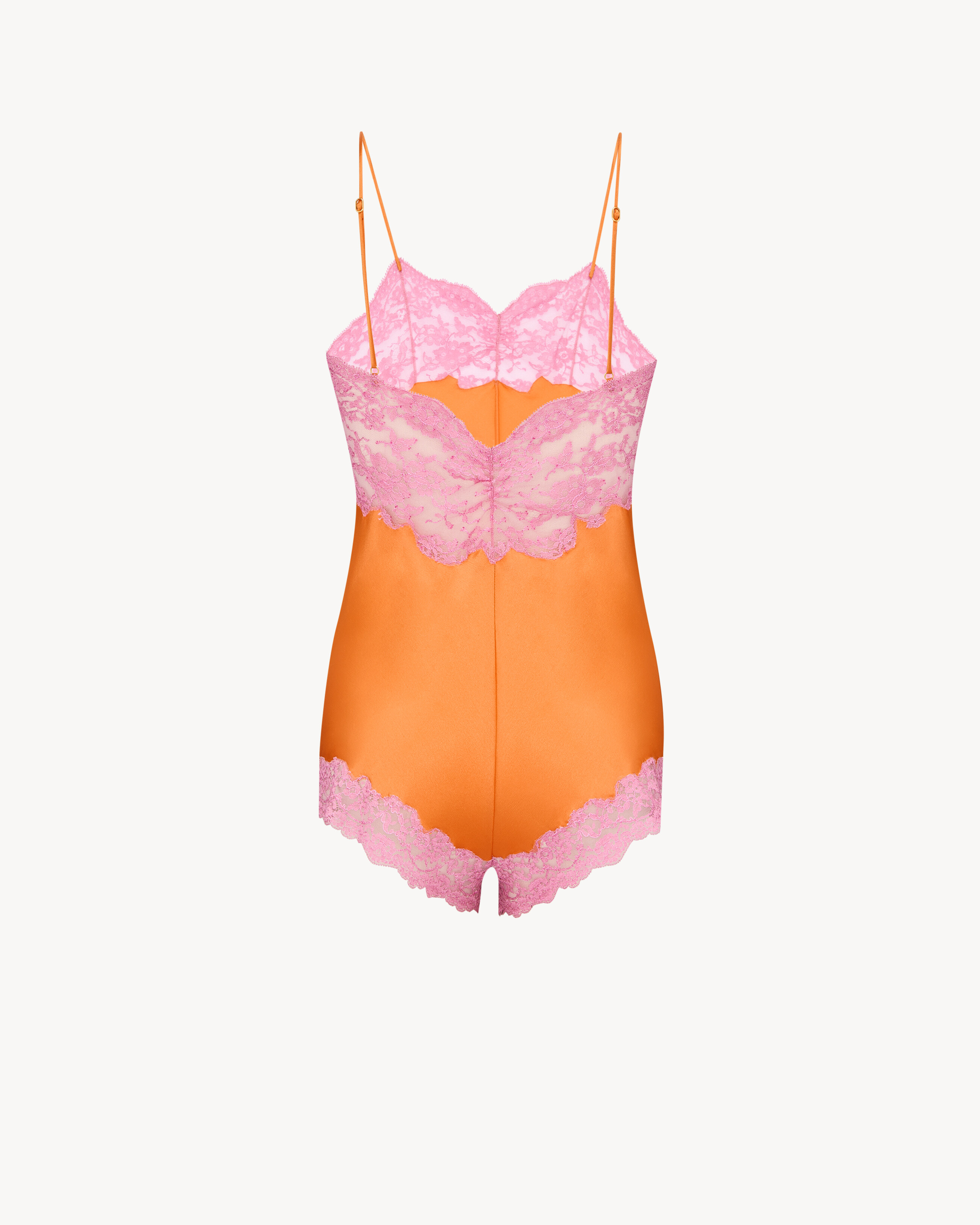 laced romper silk satin