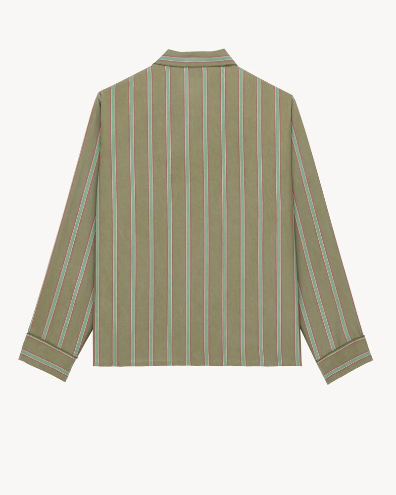 pajama top in striped cupro twill