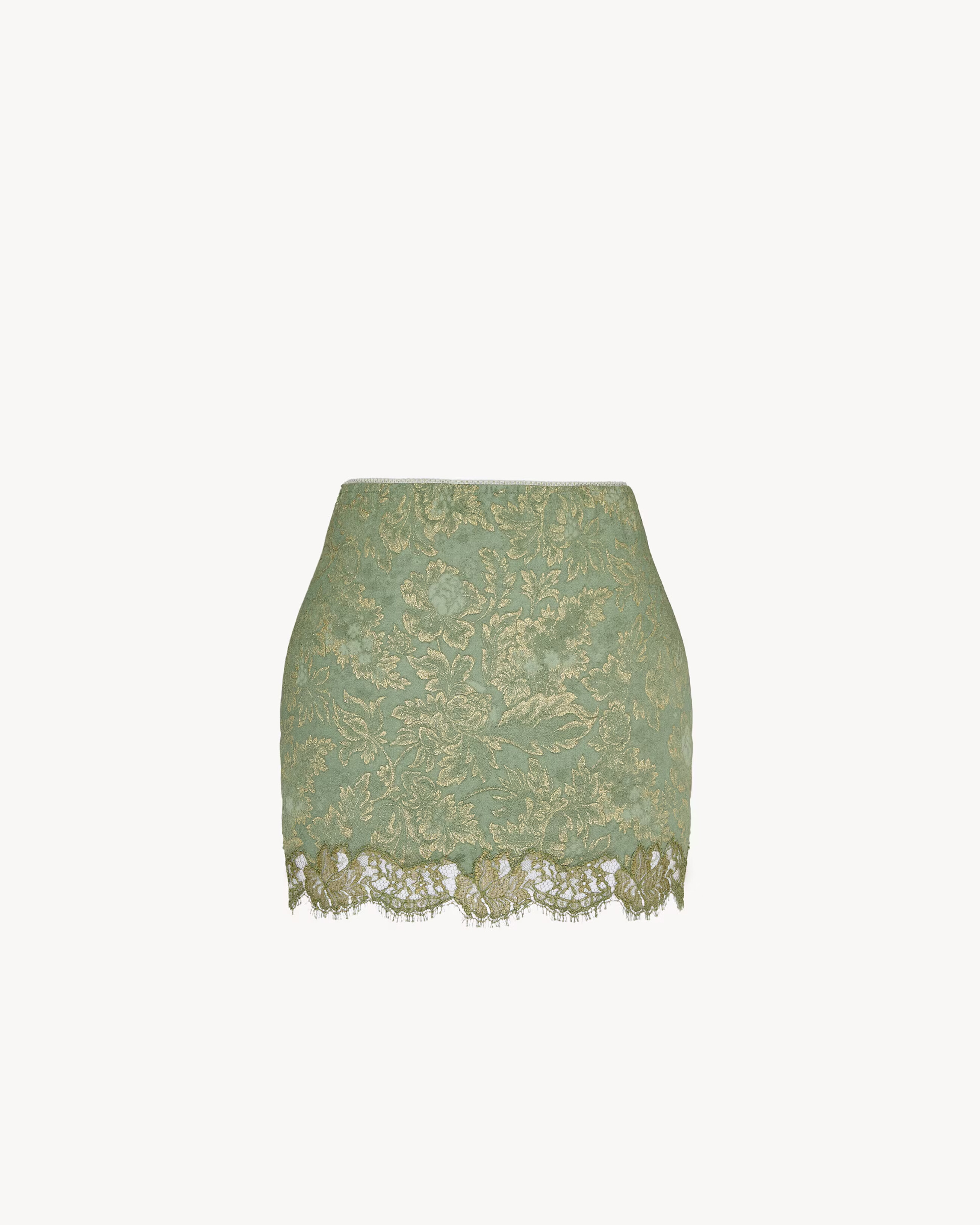 baroque mini skirt in jacquard and lace
