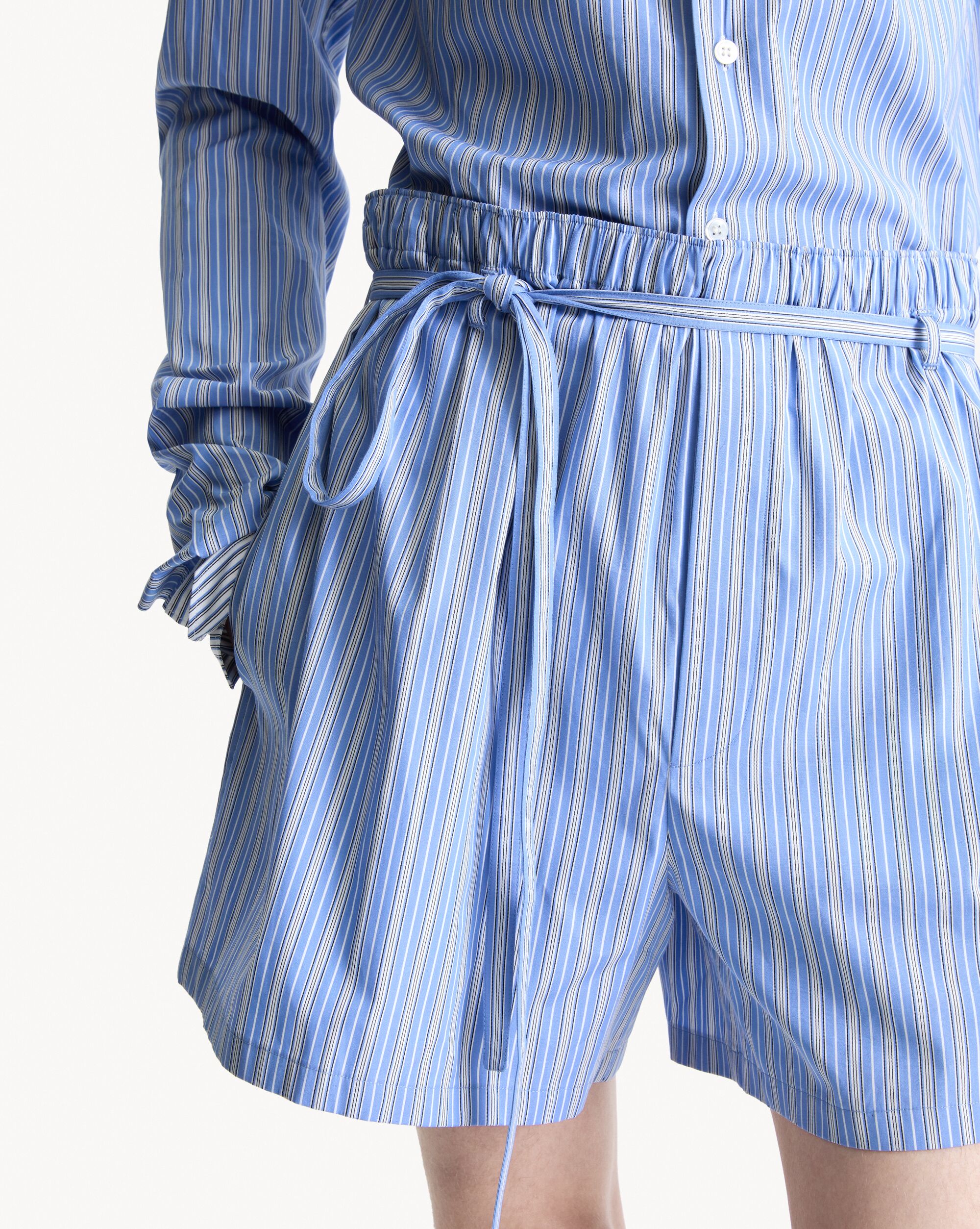 lounge shorts in striped cotton poplin