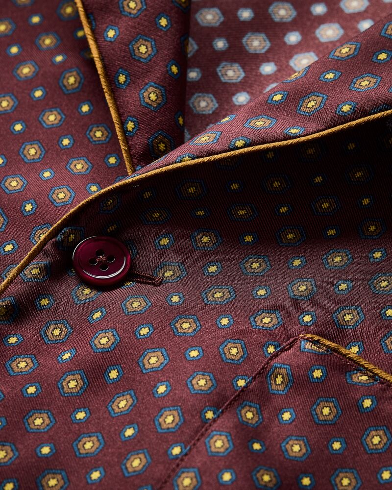pajama-style shirt in hexagon silk twill