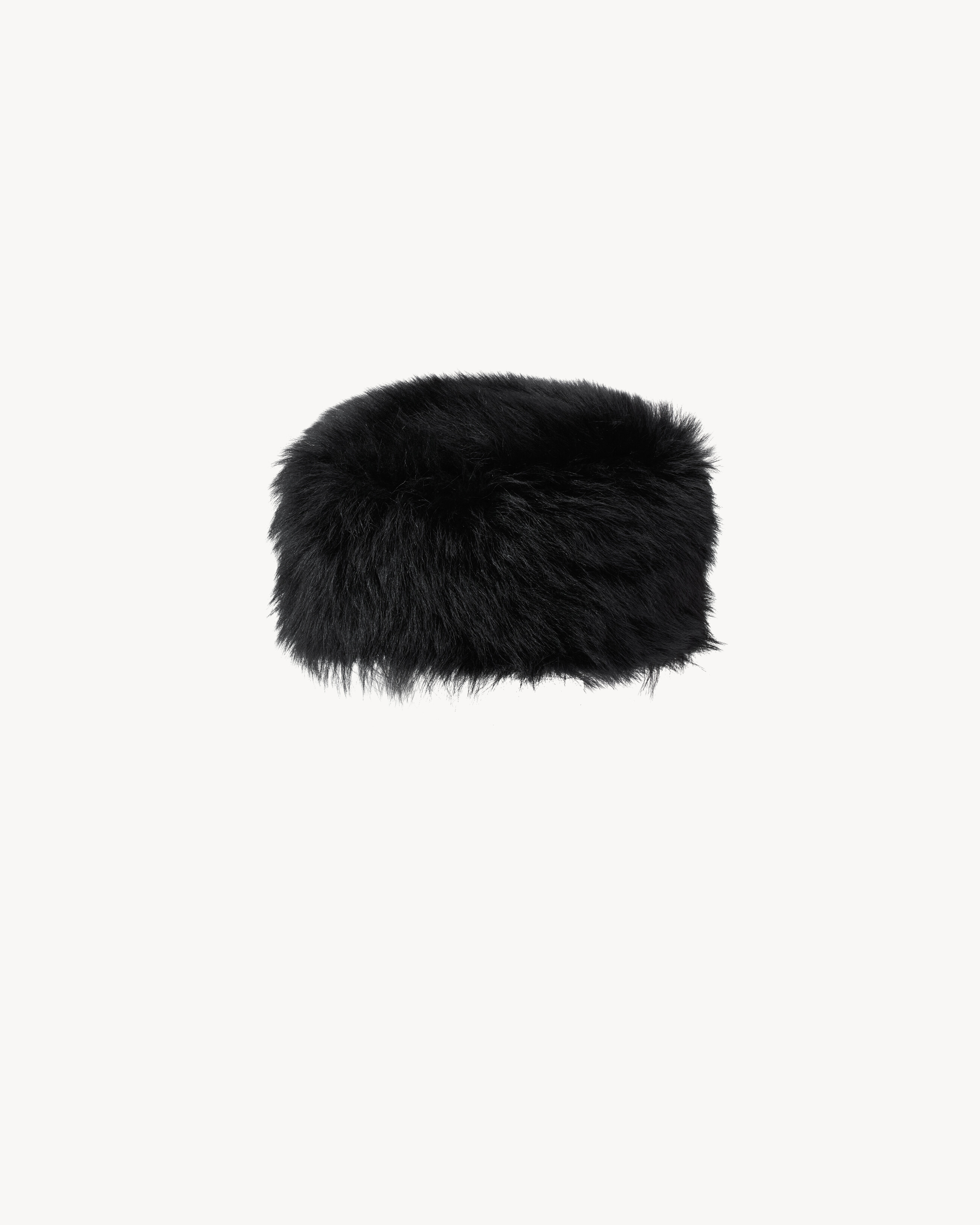 pillbox hat in shearling