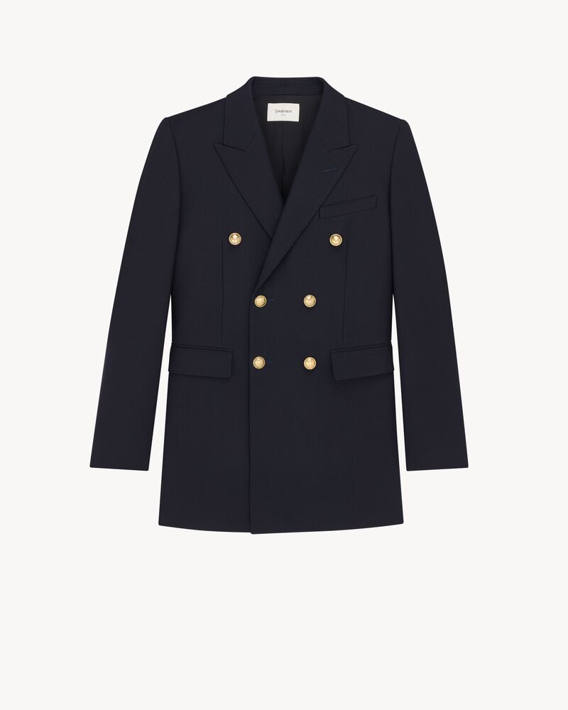 double-breasted jacket in wool gabardine