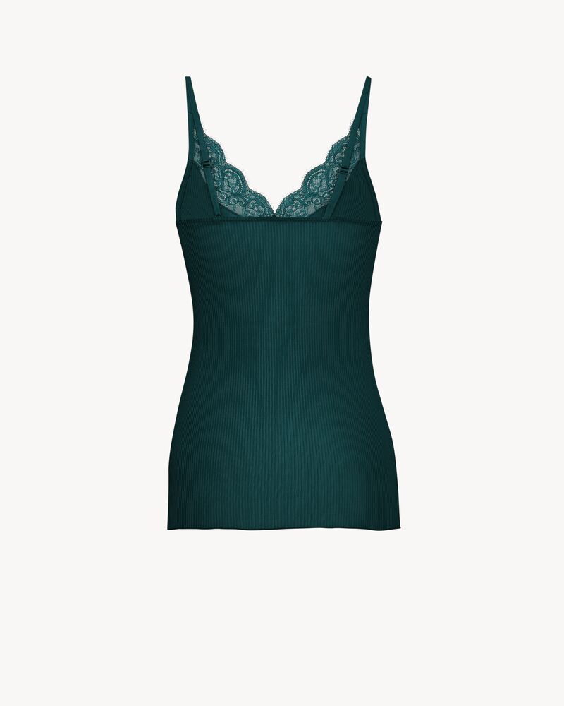 laced tank top in ribbed silk