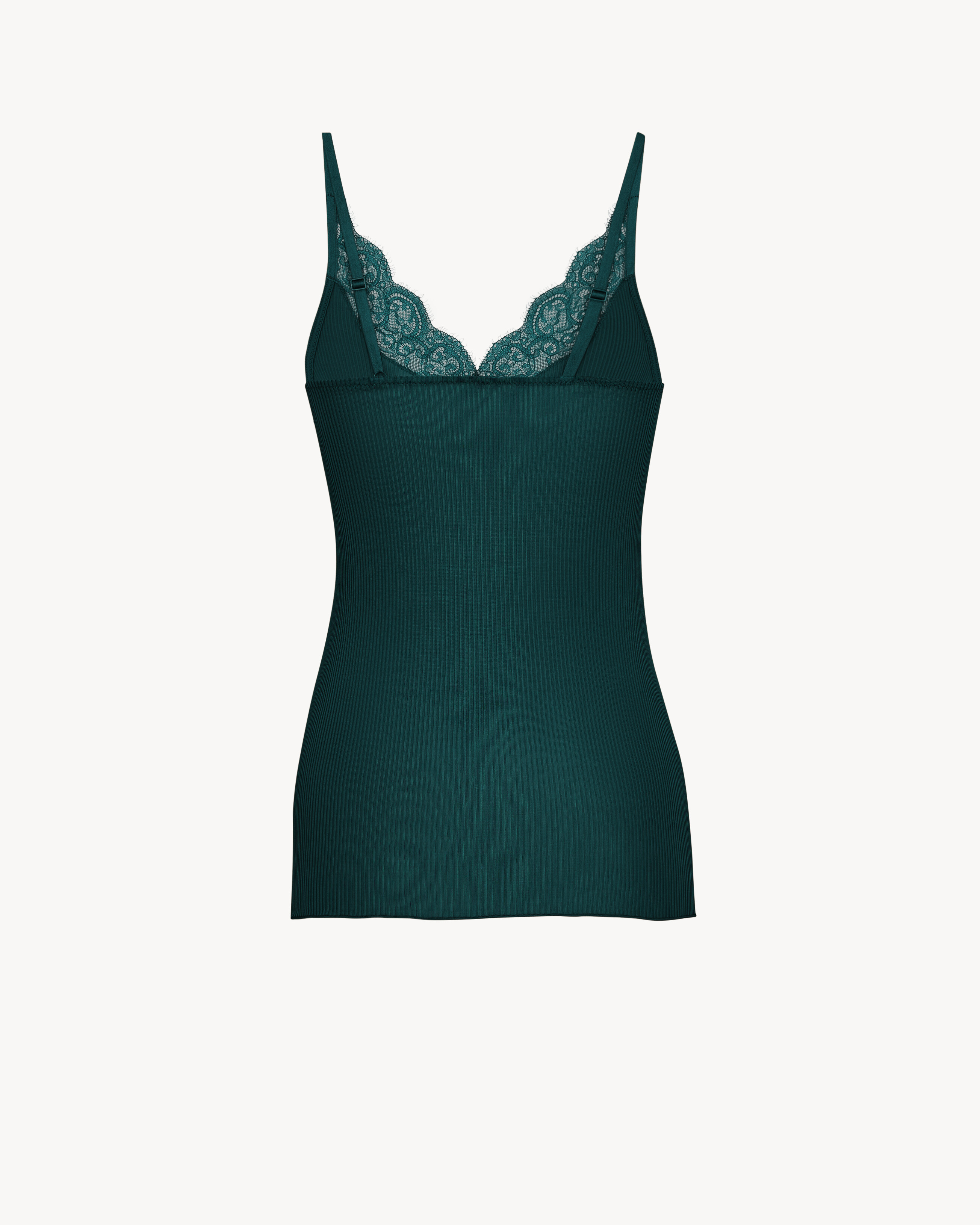 laced tank top in ribbed silk