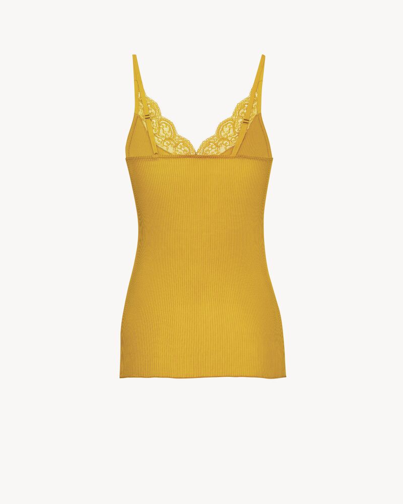 laced tank top in ribbed silk