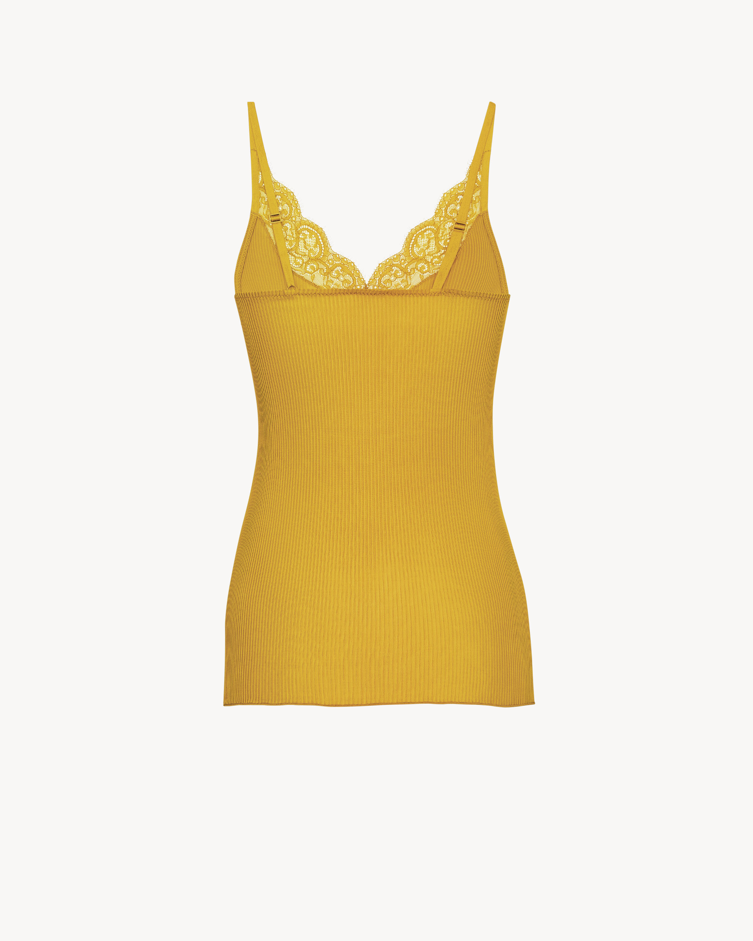 laced tank top in ribbed silk